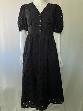A New Day  Women's Dress Midi Black 3/4 Sleeve Elastic Waist Size XS